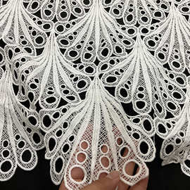 牛奶丝花边 水溶刺绣花边服装辅料双边镂空电脑绣花130CM蕾丝辅料