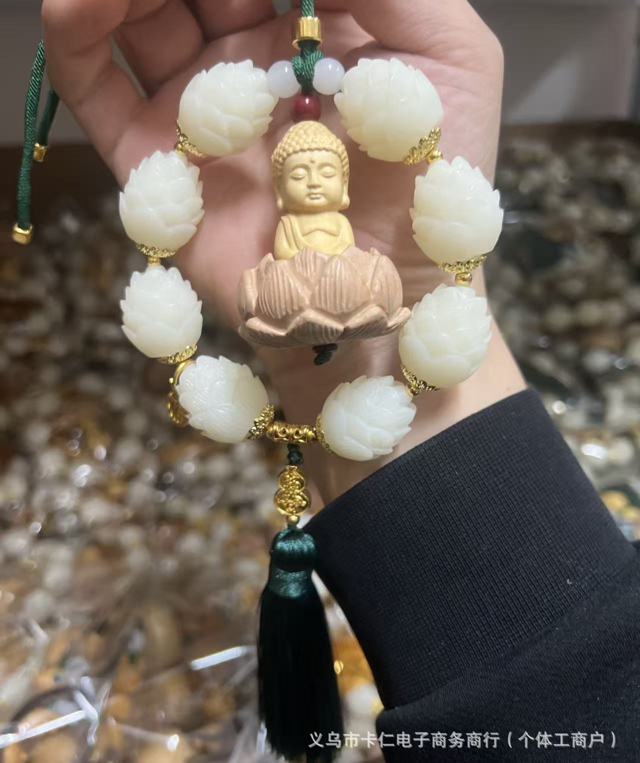 Tiktok Popular Lotus Little Buddha Car Pendant, Baby Buddha for Car Rearview Mirror, Good Luck Charm, Peach Wood Car Decoration