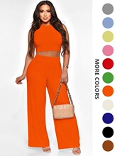 P 28286 Women's Knit Wide Leg Set ᘿ����ѝ���b �羳�W����