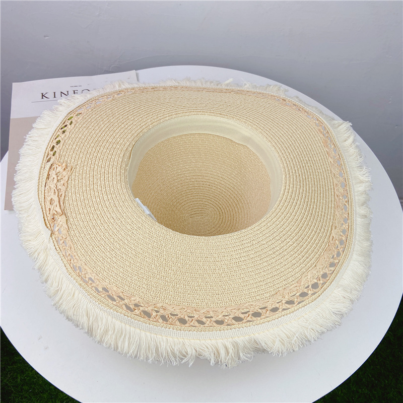 Sombrero De Paja Para El Sol De Ala Grande Para Mujer Sombrero De Sol De Ala Grande Para Viajes Junto Al Mar display picture 3