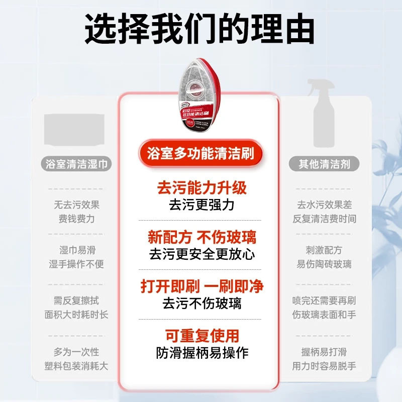 【升级款】浴室清洁刷 玻璃水龙头瓷砖强力除垢 淋浴房去污神器|undefined