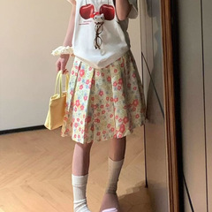 フランスの小清新な砕花のリゾート風のスカートの半身のスカートの中で長いスカートの女性のa字のスカートの2025夏のスカートの潮