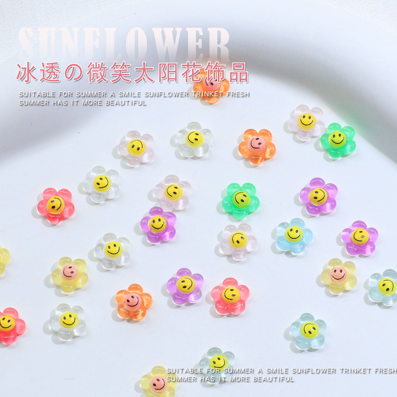 ネイルアート氷透太陽花小物樹脂清新笑顔花混色五弁小花爪装飾卸売り|undefined