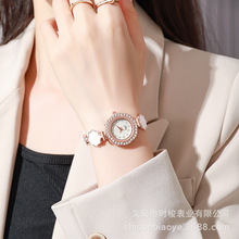 跨境女学生手表太阳花镶钻ins学院风气质小表盘装饰懒人抽拉手链