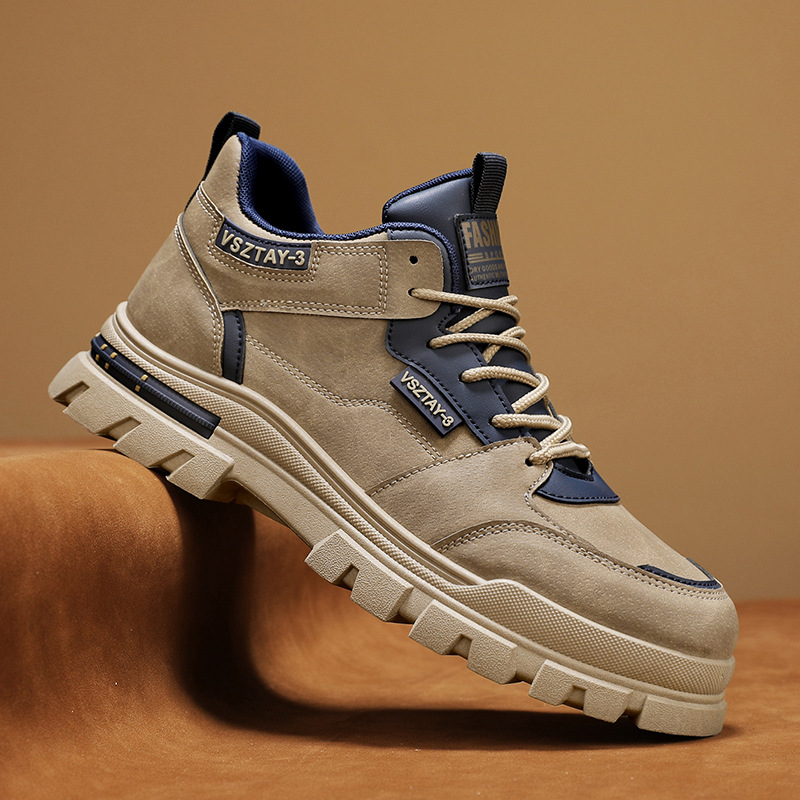 Zapatos de hombre otoño-invierno 2024 nuevo tipo de ropa de trabajo para hombres ocio versátil cuero antideslizante desgaste zapatos de montaña de suela gruesa