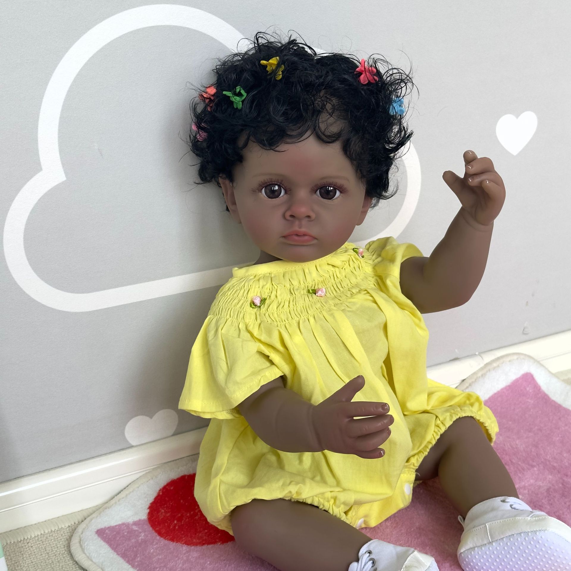 55cm negro bebé exportación orden original simulación bebé muñeca suave bebé juguete crecimiento socio