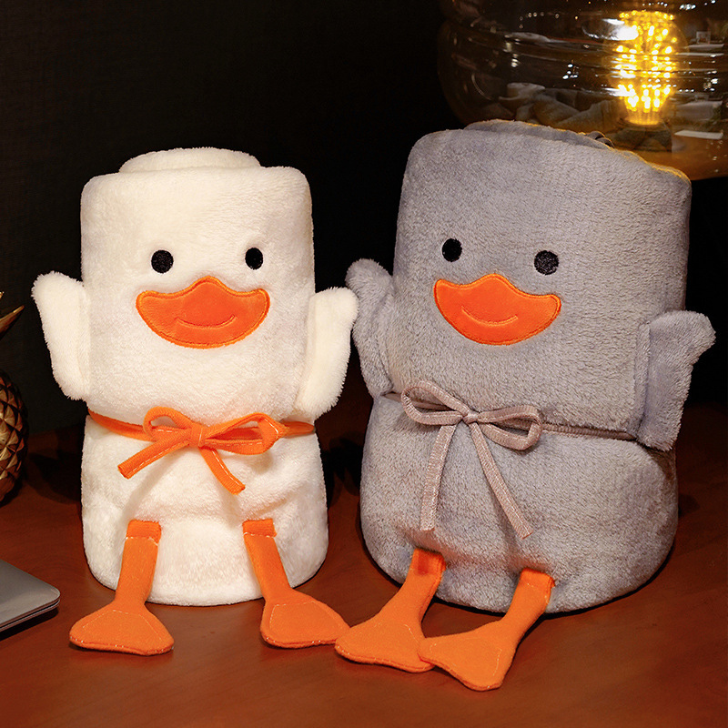 Pato dibujos animados rollo manta siesta manta engrosada edredón caliente solo plegable para oficina dormitorio para hombres y mujeres