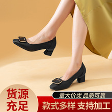 休闲鞋圆头小皮鞋女黑色头层牛皮基础款套脚乐福鞋一件代发Z25718