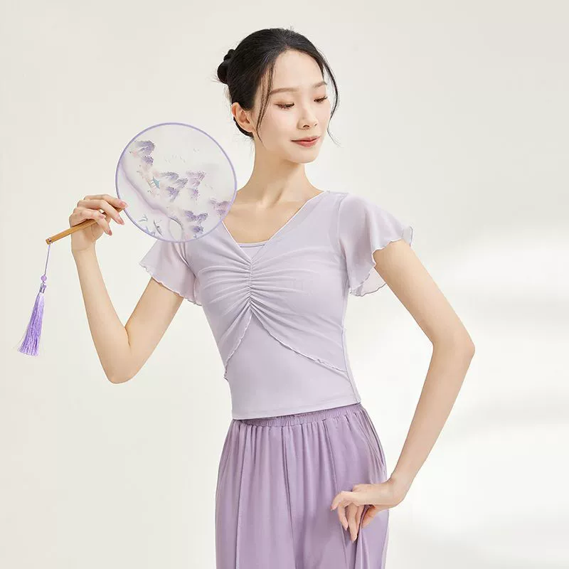 [Супермягкая] Нежная классическая танцевальная одежда, современная этническая новая одежда, струящаяся высококачественная одежда с короткими рукавами
