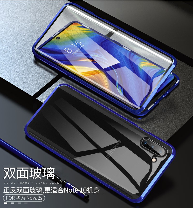 适用S8p双面玻璃万磁王手机壳note10+ S22u S21fe金属边框保护套