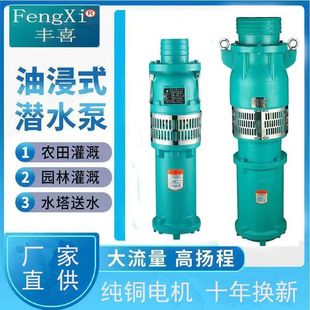 Shanghai People's Qy Oil-Immersed Pump Farmland Irrigation High Lift Large Flow Agricultural Submersible Pump 380V Three-Phase Water Pump