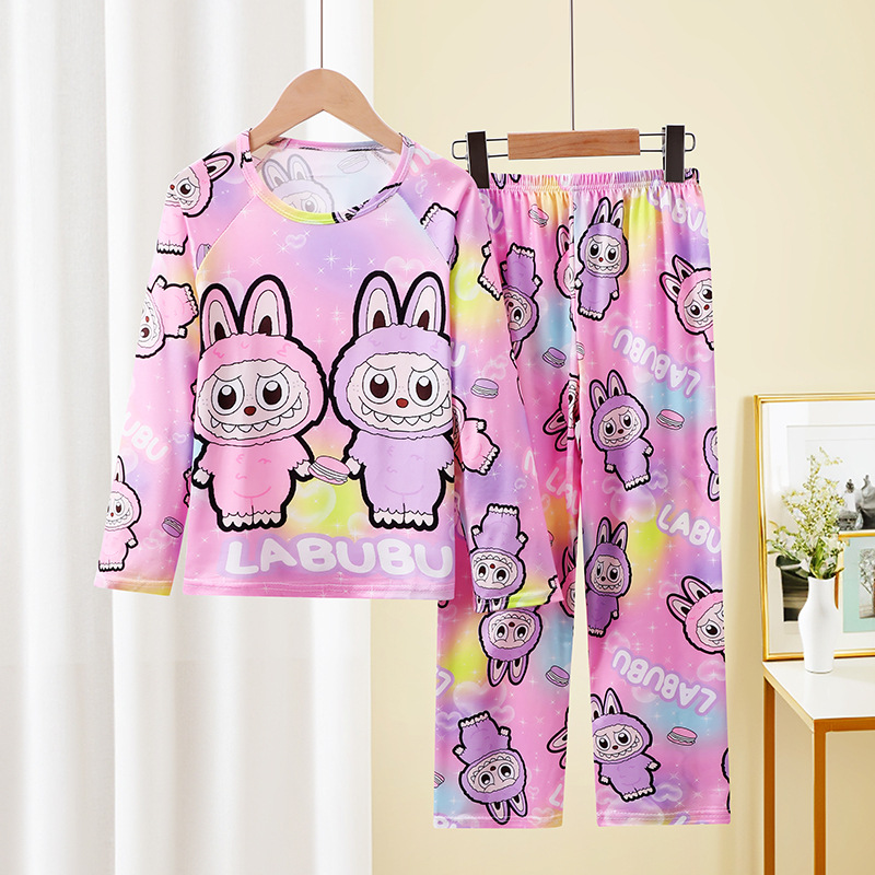 Cross-border girls' pajamas thin long-sleeved children's 2024 new spring and autumn girls big boys autumn western style