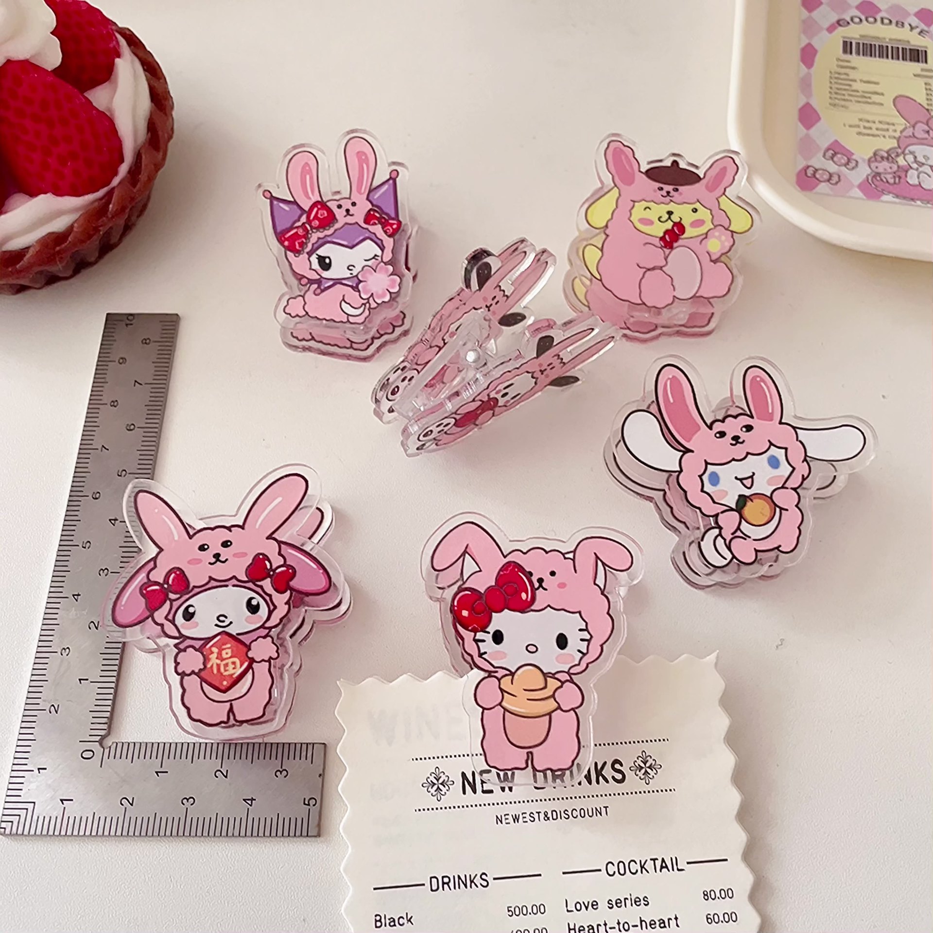Sanrio Sheep PP Student Gift Clear Acrylic Stationery Clip Cute Creative Small Clip Wholesale