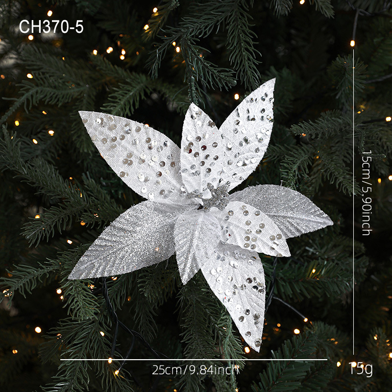 Flores de Navidad plateadas de 25cm