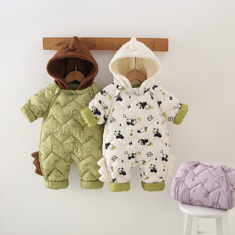 24 newborn clothes baby jumpsuit autumn and winter thickened out cotton-padded jacket baby holding clothes climbing clothes winter coat