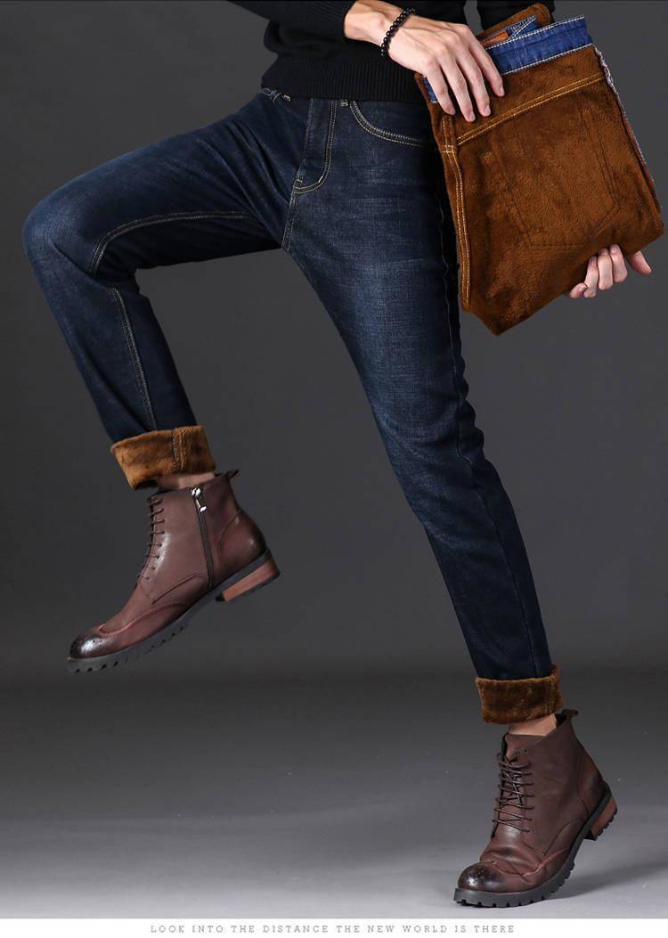 Brand Men jeans Winter Jeans Flannel Stretch High Quality Jean Trousers Men Casual Fashion Pants Men 2023 Men's Pants jeans men_voghion.com