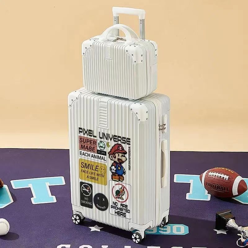 Maleta de contraseña de los hombres universal Mute rueda caja de viaje del estudiante Maleta impresa de dibujos animados de estilo coreano de las mujeres