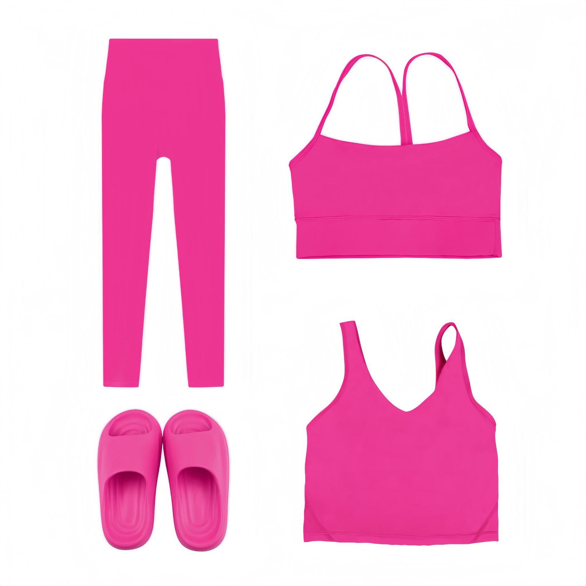 4-delige sportset dames elastische nylon gym en lounge kleding_voghion.com