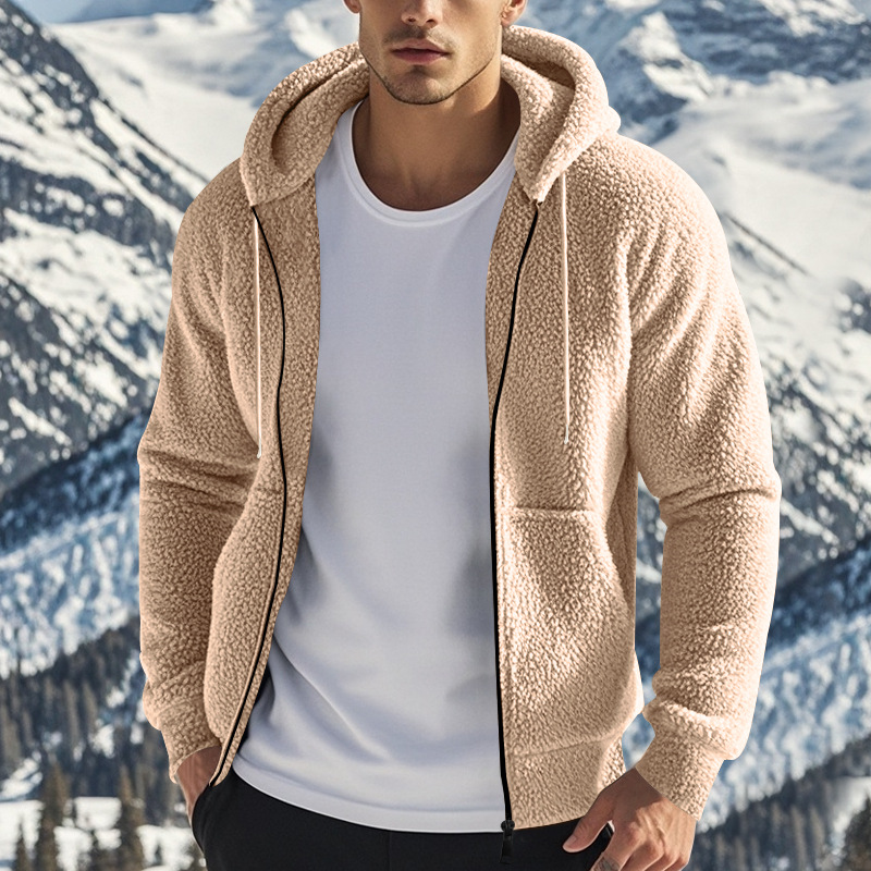 Dicker, warmer, doppelseitiger Samt-Reißverschluss-Cardigan mit Kapuze im amerikanischen Stil, Freizeitjacke für Herren, europäische Größe_voghion.com