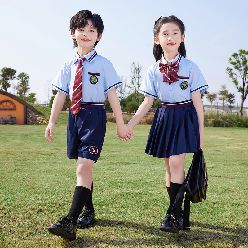 Kindergarten class dress summer cotton garden dress children's chorus dress primary school uniform British style graduation photo