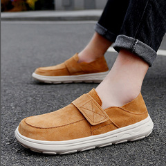 2024 New Cross-Border Plus-Size Men's Shoes: Genuine Leather Dude Loafers, Trendy Casual Shoes for Men, Wholesale Velcro Slip-Ons