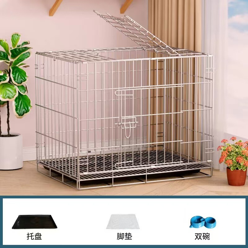 狗笼子小型犬室内折叠带厕所泰迪比熊中型犬柯基边牧宠物笼子狗窝|undefined
