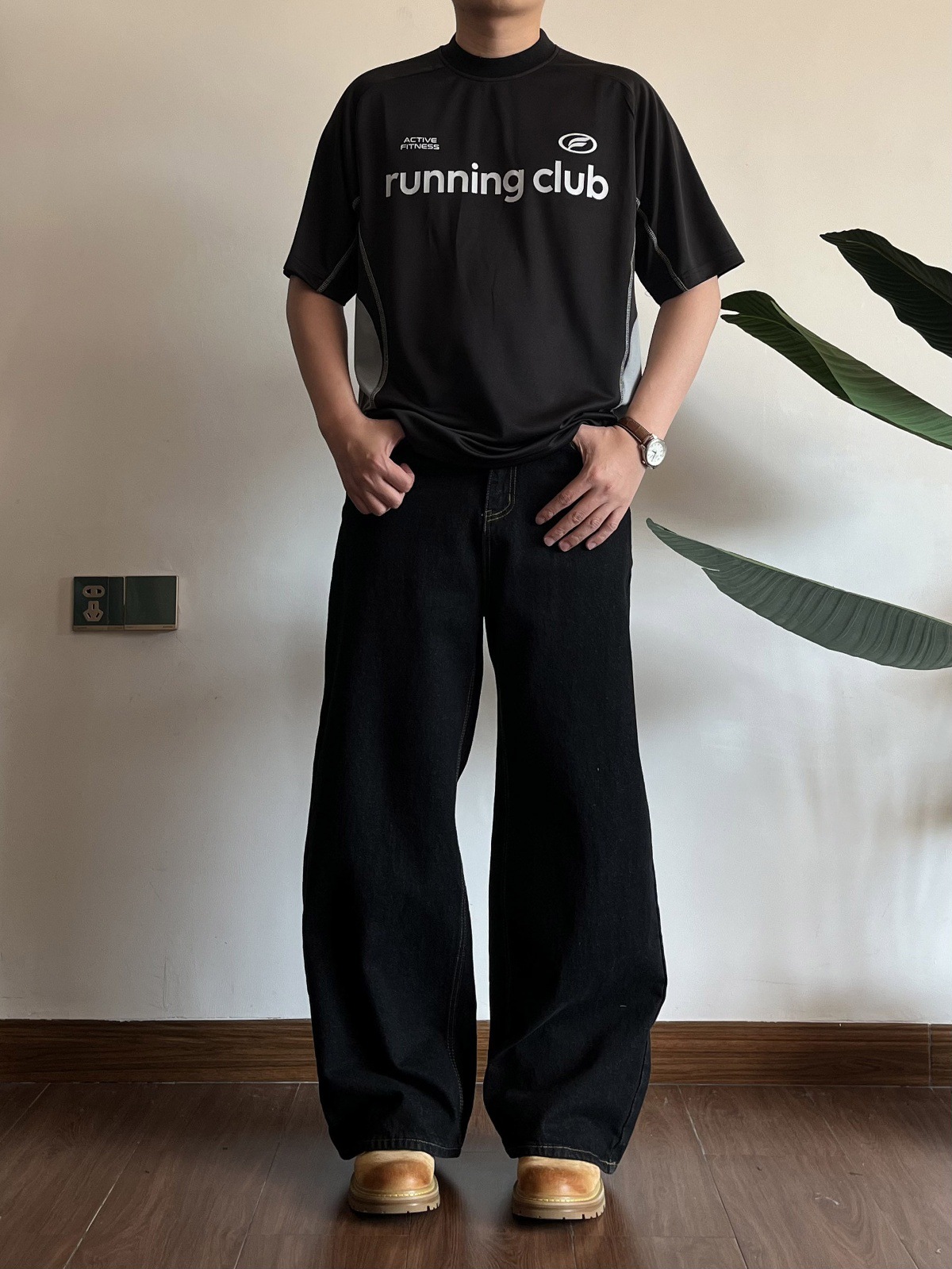 Retro Wide Leg Black Jeans Loose Fit Distressed Style mid Waist Clean Cut 2026 American Basic Washed Straight Pants_mkmklike.com