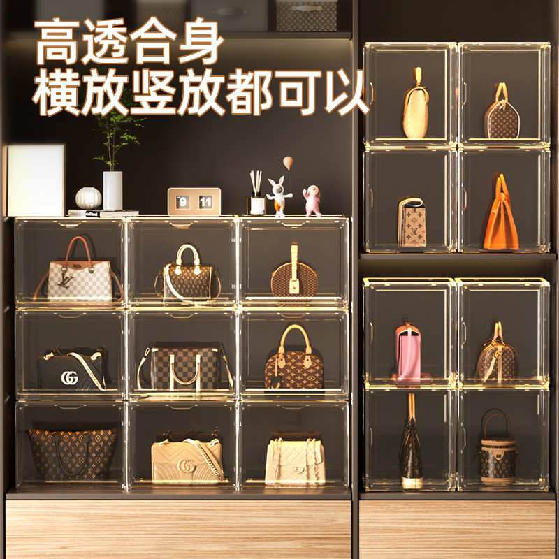 バッグ収納キャビネット、家庭用バッグキャビネット、ワードローブバッグラック、防塵高級バッグ収納ラック、アクリル透明ディスプレイボックス|undefined