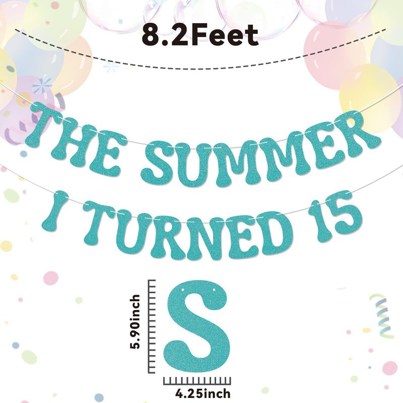 亚马逊thesummeriturned13金葱纸拉旗生日布置装饰品横幅拉花闪粉|undefined