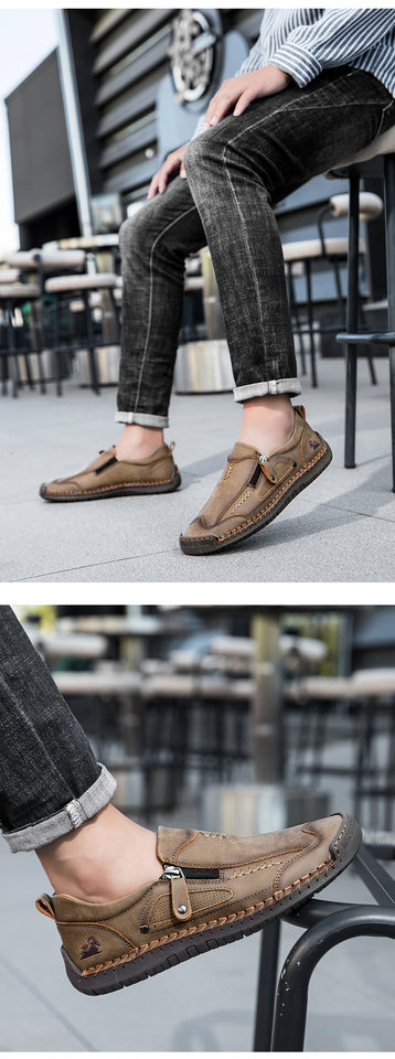 Giày lười nam da đế bằng khâu tay phong cách ngoài trời cỡ lớn — 6009 màu kaki, 6009 màu xanh dương, 6009 màu xanh lá cây, 6009 màu đen chi tiết 27