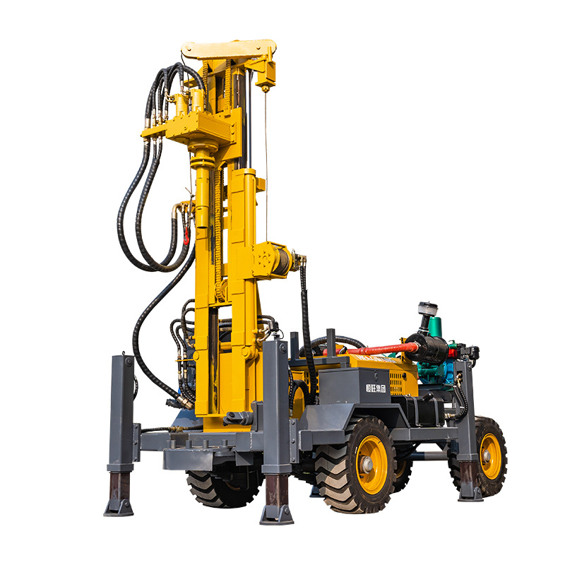 Máquina de perforación de prospección de pozos de agua neumática con ruedas, fácil de mover, perforadora diesel, perforadora de núcleos de exploración geológica