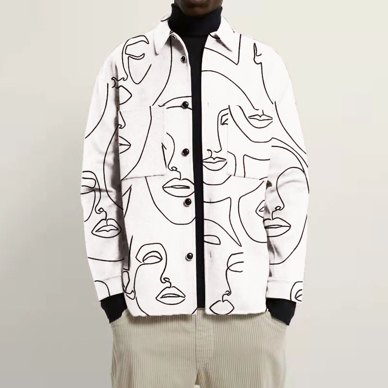 Herren Jacke Mit Graffiti Print Aus Baumwolle Und Reverskragen_voghion.com