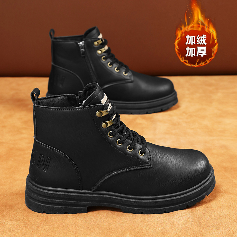 Martin botas de invierno para hombres nuevos zapatos cálidos de hombre estilo británico botas de cuero retro para hombres con calzado de algodón de alta calidad image 3