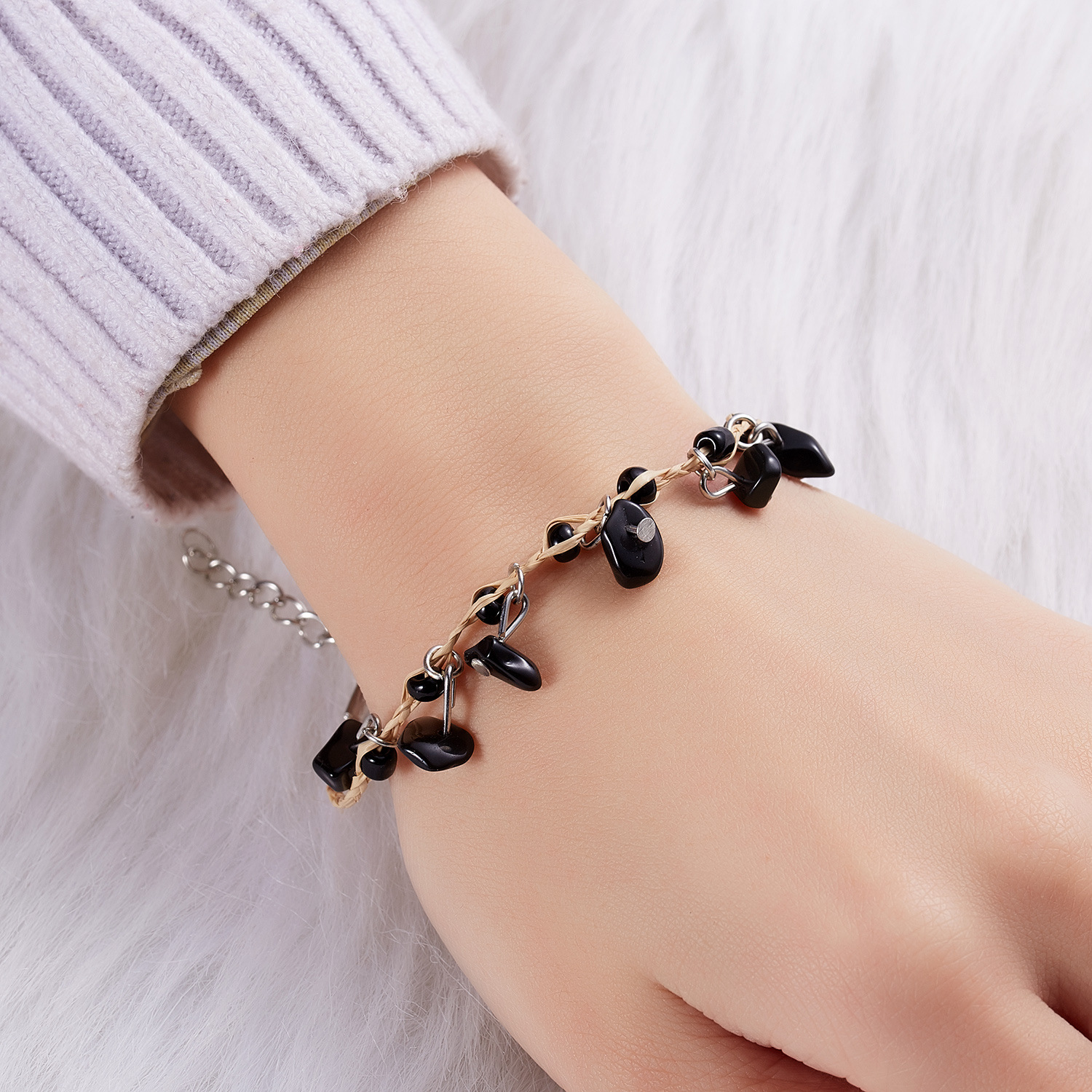 Fashion Geometric Alloy Knitting Natural Stone Bracelets