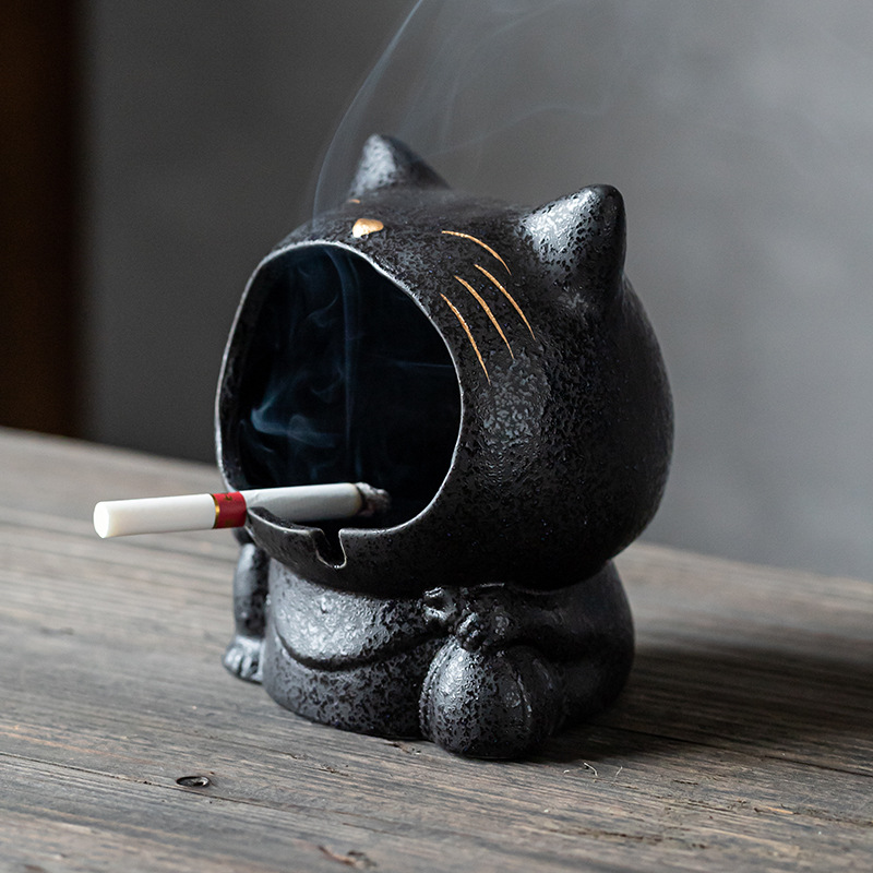 Ceniciero de gato de dibujos animados encantador creativo de cerámica doméstica gran cigarrillo de moda personalidad de automóvil a prueba de viento a prueba de cenizas volantes image 7
