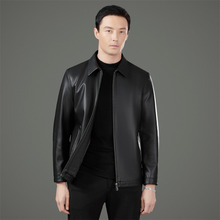 2025新款皮衣外套男高端绵羊皮复古机车品牌男士潮流翻领真皮夹克