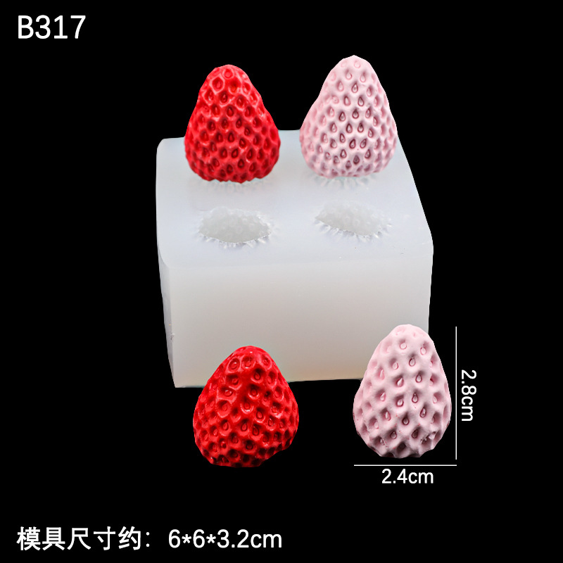 Molde de silicona de fresa tridimensional Molde de yeso