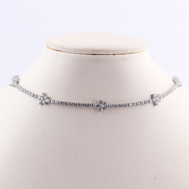 Simple Style Flower Zircon Copper Tennis Chain Choker Wholesale display picture 13