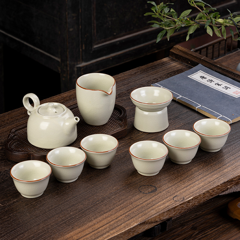 汝窯茶具套裝家用客廳中式辦公室會客泡茶壺茶杯整套商務禮品批發