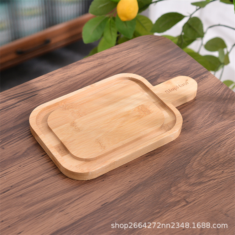 家用长方形竹木托盘蛋糕甜品装饰木质托盘厨房带把手木制餐盘