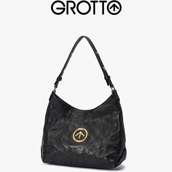 Grott Small Black Stone Hobo Large Italian Vegetable-Tanned Sheepskin Commuter Shoulder Crossbody Underarm Soft Bag Grott Small Black Stone Hobo Large Italian Vegetable-Tanned Sheepskin Commuter Shoulder Crossbody Underarm Soft Bag