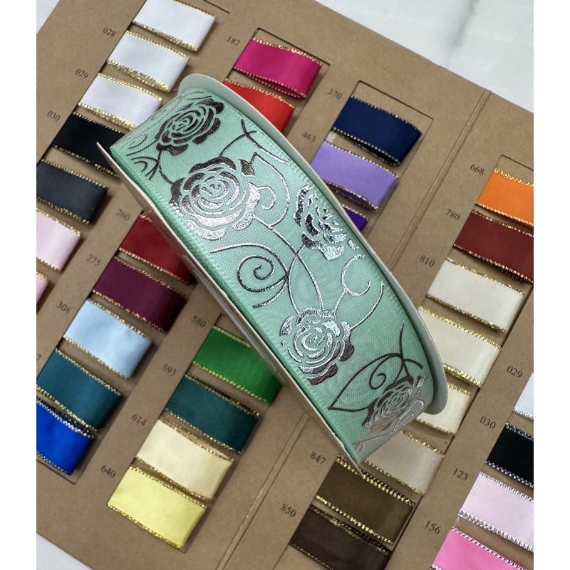 2,5 cm de ancho rosa plateada Lolita hecha a mano DIY cinta caja de regalo de paquete de joyería cinta de soporte