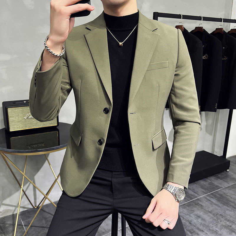 Tiktok Live Men's Casual Suit Business Fashion Single-Breasted Blazer Korean Style Trendy Slim Fit Jacket
