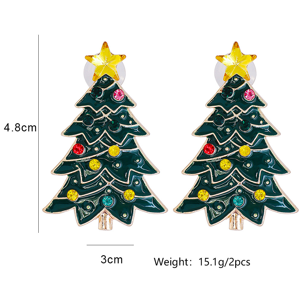 New Creative Christmas Gifts Diamond-studded Christmas Tree Alloy Earrings display picture 1