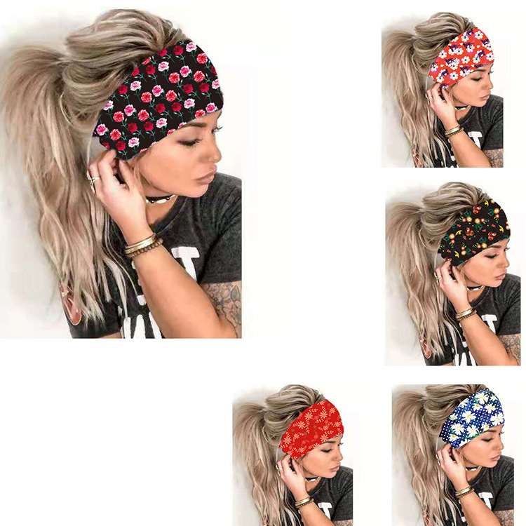 Women's New Yoga Headscarf European and American Sports Sweatband Running Fitness Headband Elastic Cotton Solid Color Headband