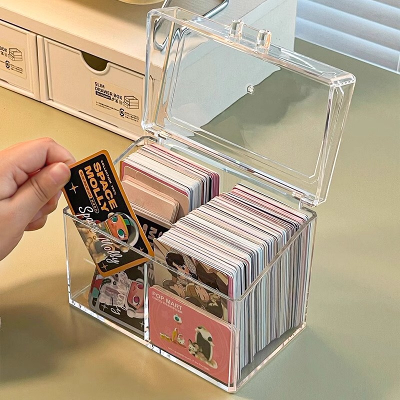 Card Box Blind Box Card Storage Box Small Card Acrylic Transparent Box Bubble Mart Self-Printing Business Card Split Flip Cover Box