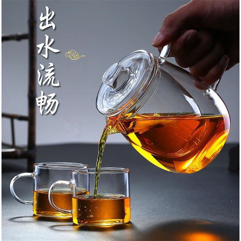 Pingüino de vidrio transparente para el hogar olla de vidrio de borosilicato con revestimiento de filtro tetera de flores té negro Pu'er tetera