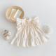 Summer Girl's Cotton Linen Elegant Lace Stitching dress Girl Baby Girl's Western Style Princess Dress Children's Flying Sleeve Dress