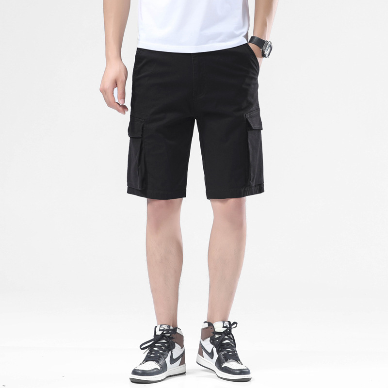 Free Shipping AliExpress Hong Kong-style Multi-bag Casual Shorts Men's Summer Loose Straight Pants Men's Micro-elastic Large 2024
