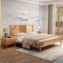 中式實木床大床現代簡約1.8米主卧雙人床家用主卧室1.5米單人床